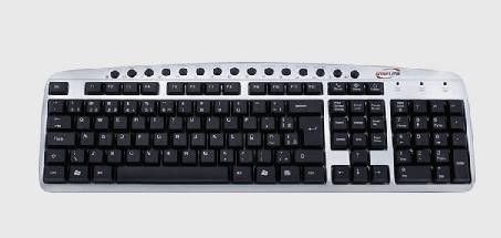 TECLADO PS2 MULTIMIDIA (PRETO/PRATA) (NEWLINK) (TC304)
